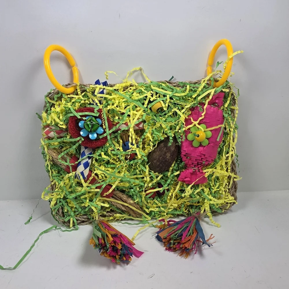 Colorful Bird Toy with Tassels and Rings